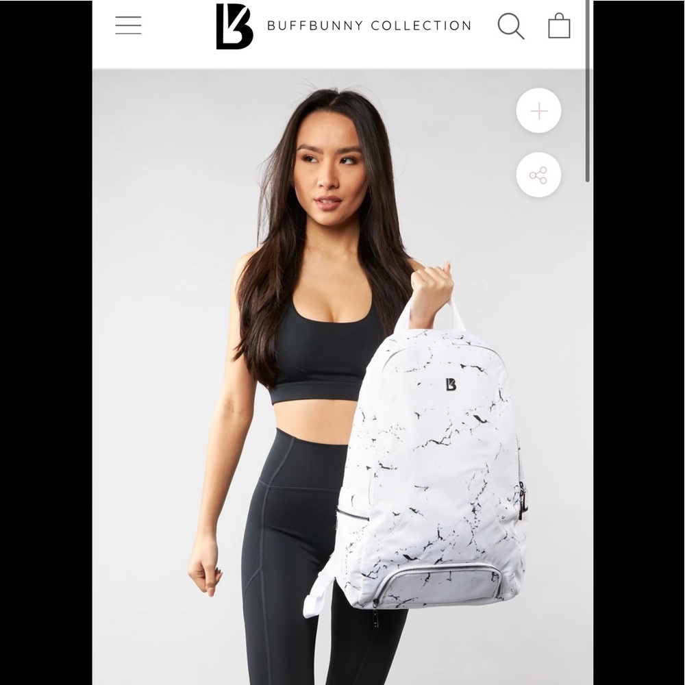 NWT Buffbunny White Marble Game Changer Backpack buff bunny backpack